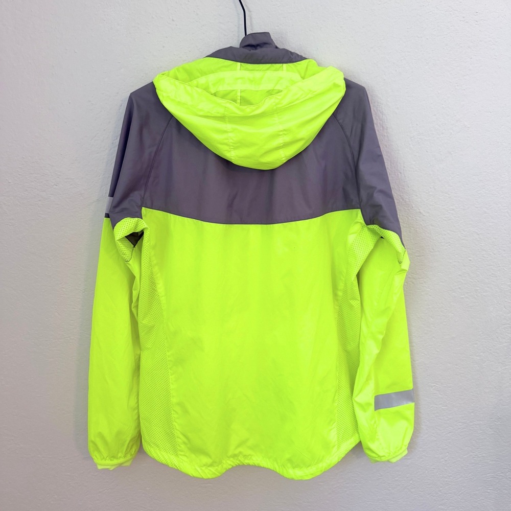 Nike Running Windbreaker Jacket Volt Gray Colorblock Hood Size L Gorpcore - Picture 2 of 9